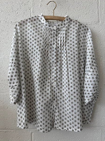 Mandarin Collar Top - Signet Olive