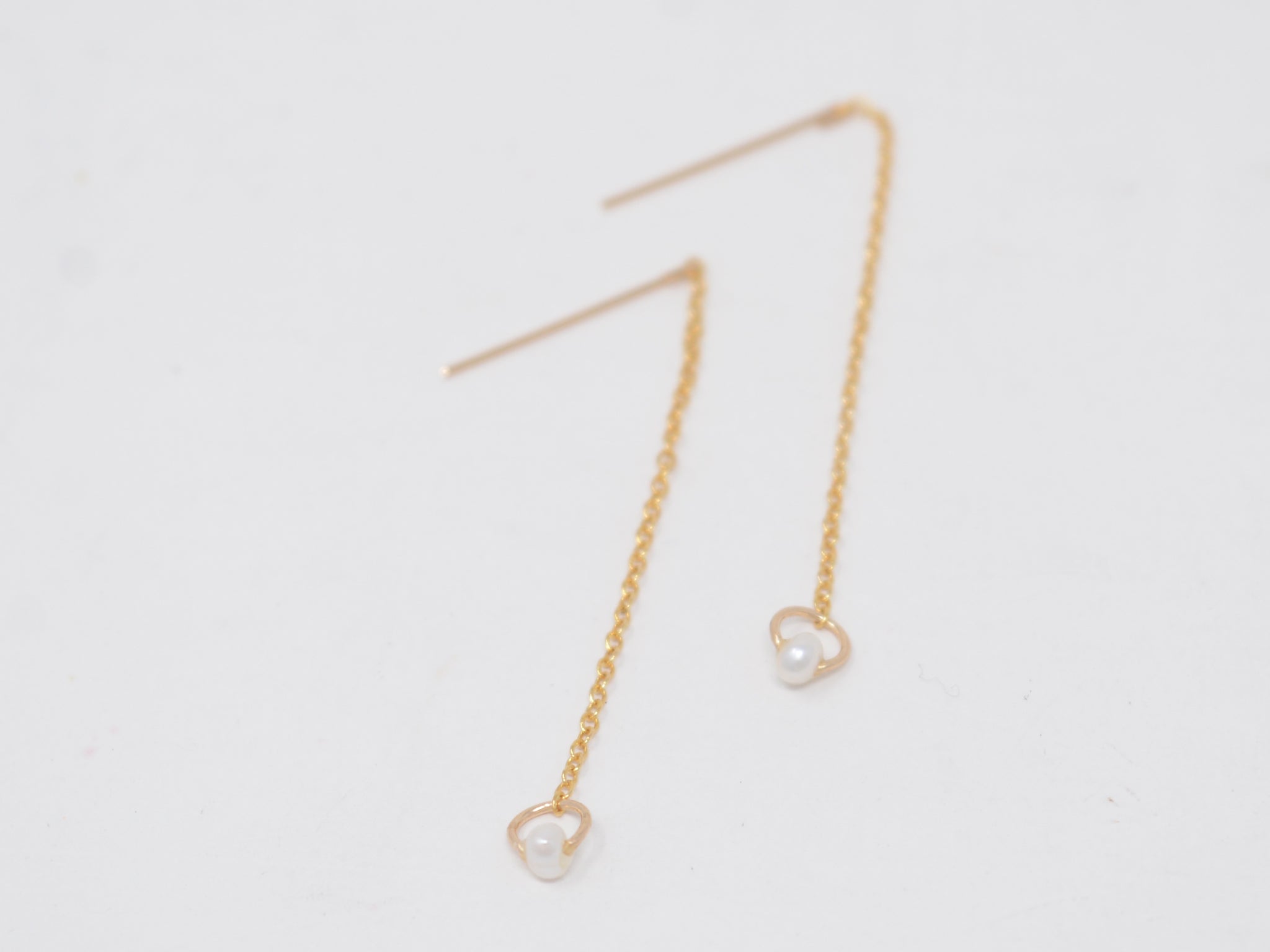 Pearl & Chain Threader Earrings