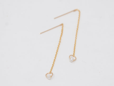 Pearl & Chain Threader Earrings