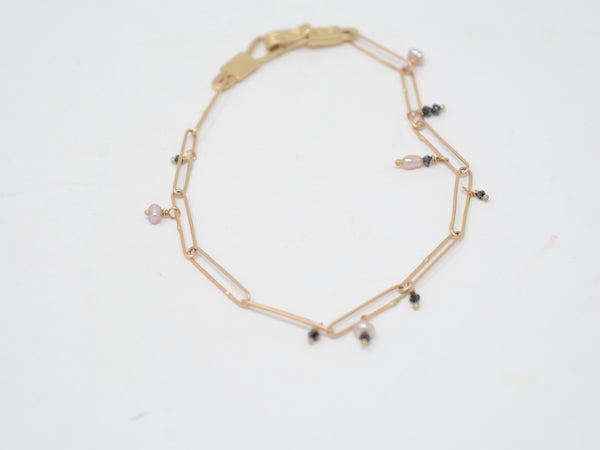 Pearl and Black Diamond Abacus Bracelet