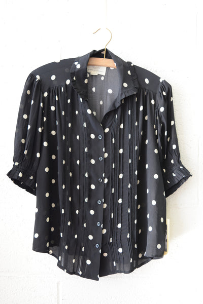 Gemma Blouse - Black Polka dots