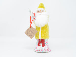 Yellow Beaded Santa Candy Holder