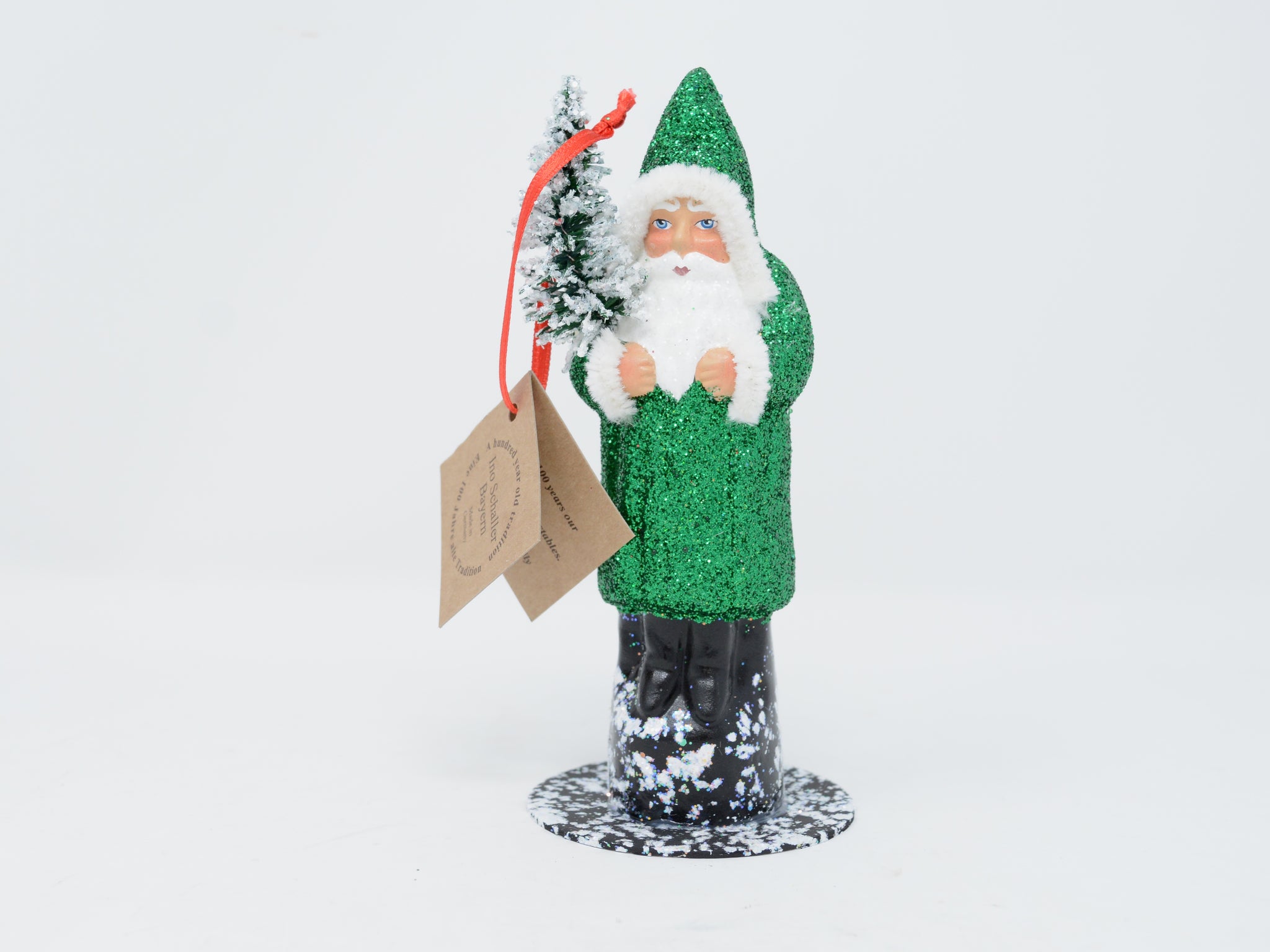 Forest Green Glitter Santa