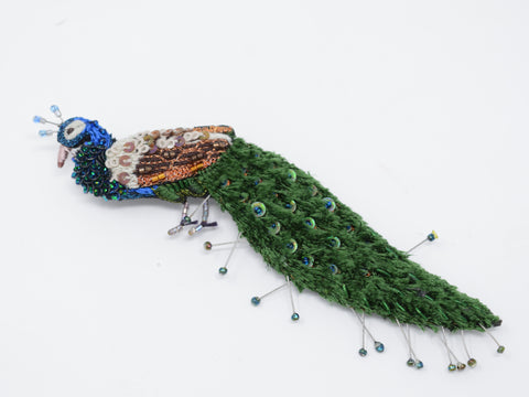 Jeweled Peacock Brooch