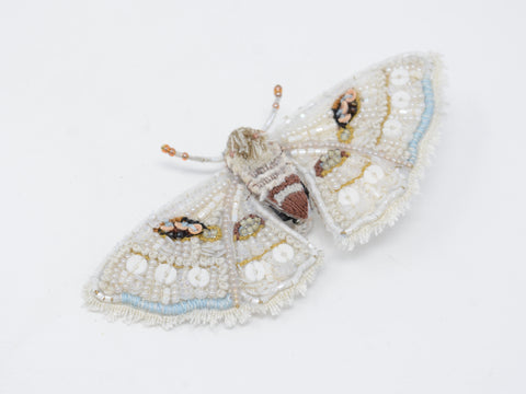 White Spring Moth Brooch