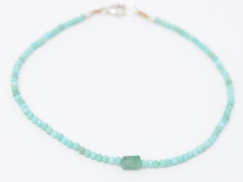 Turquoise + Emerald Beaded Bracelet