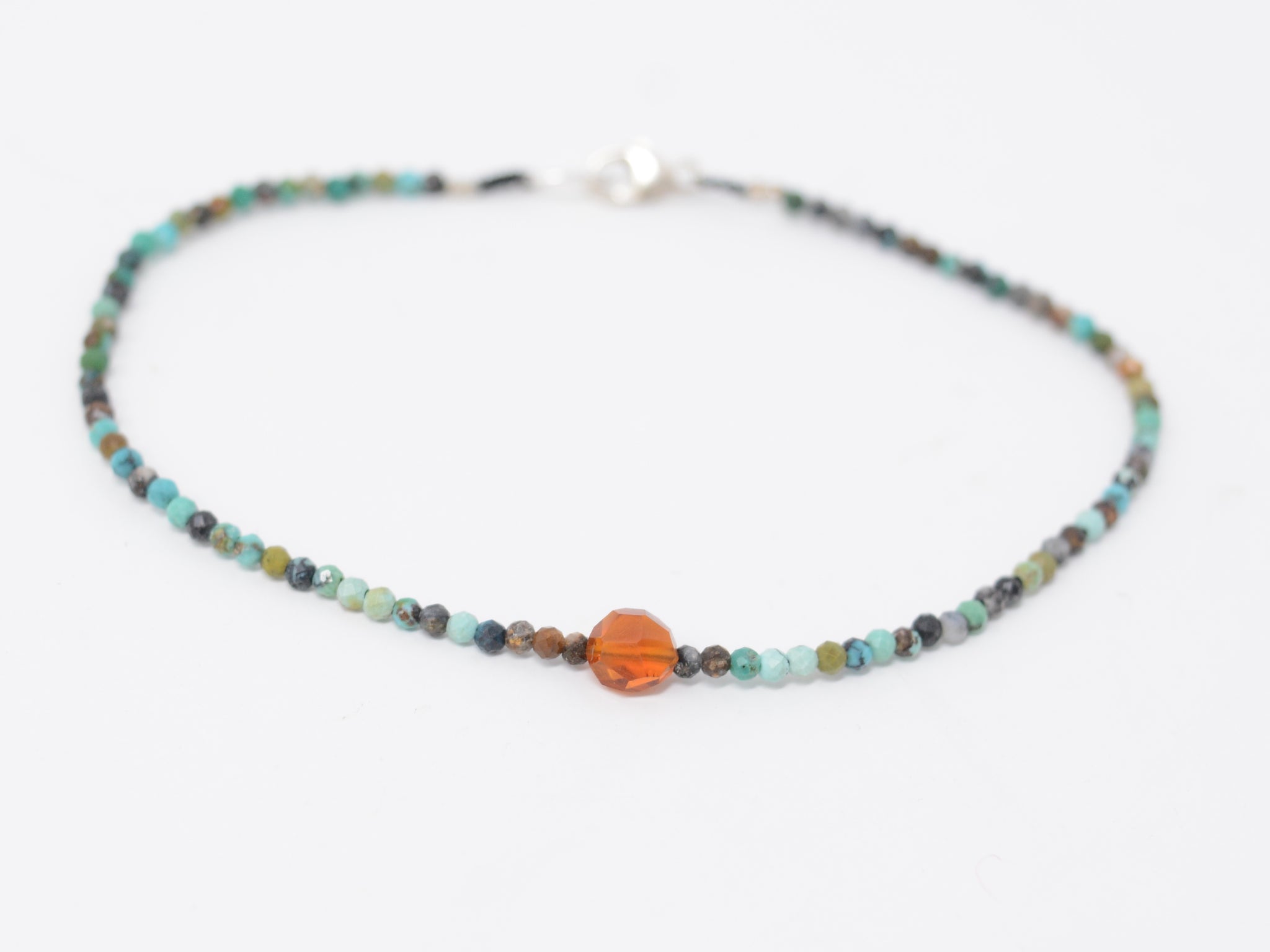 Chrysocolla +Hessonite Garnet Beaded Bracelet