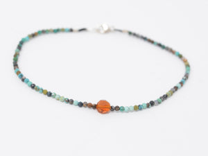 Chrysocolla +Hessonite Garnet Beaded Bracelet