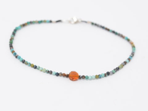 Chrysocolla +Hessonite Garnet Beaded Bracelet
