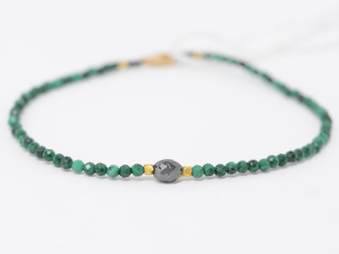 Malachite + Black Diamond Bead