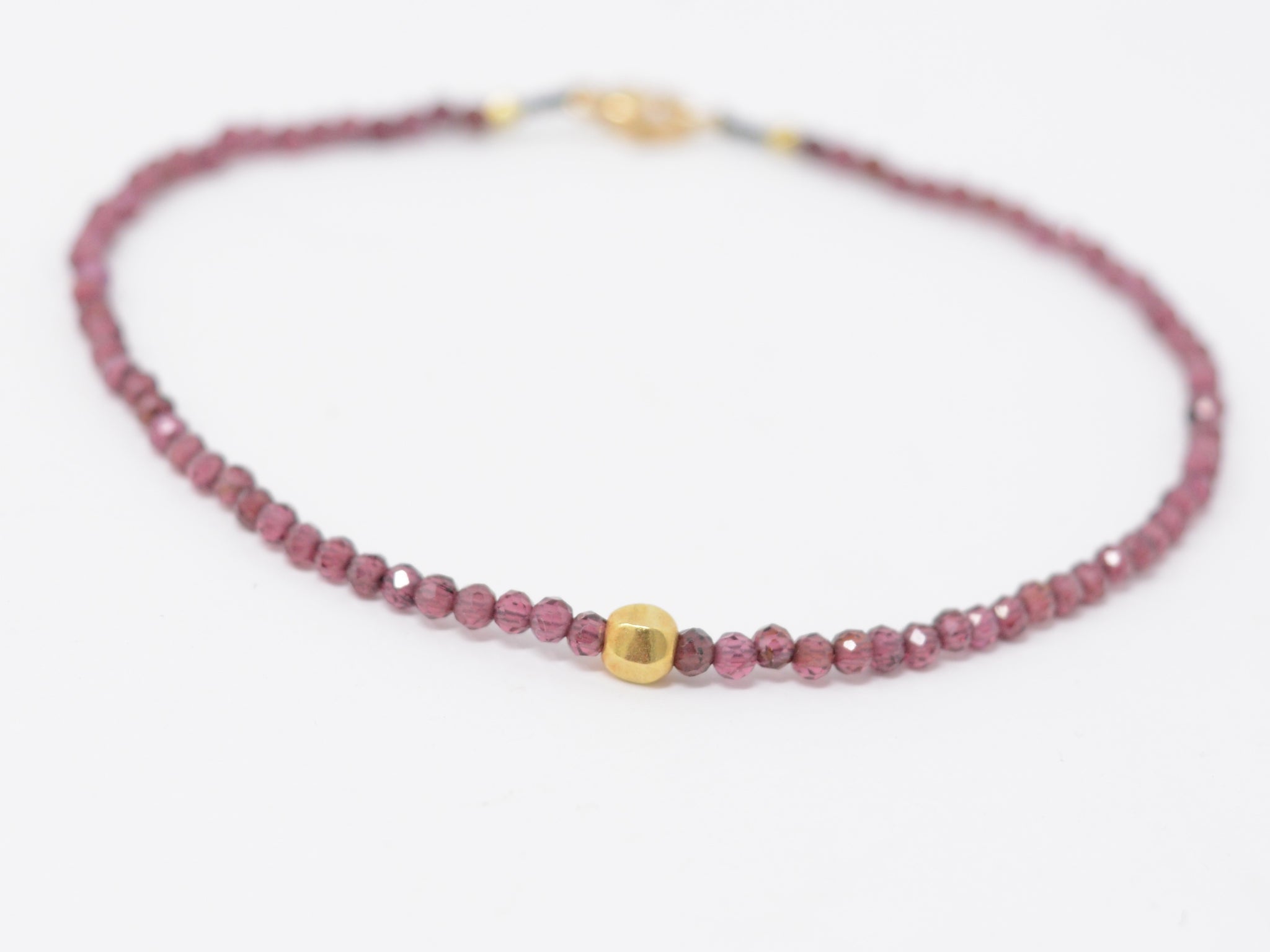 Garnet + 18K Bead Bracelet