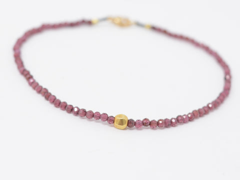 Garnet + 18K Bead Bracelet