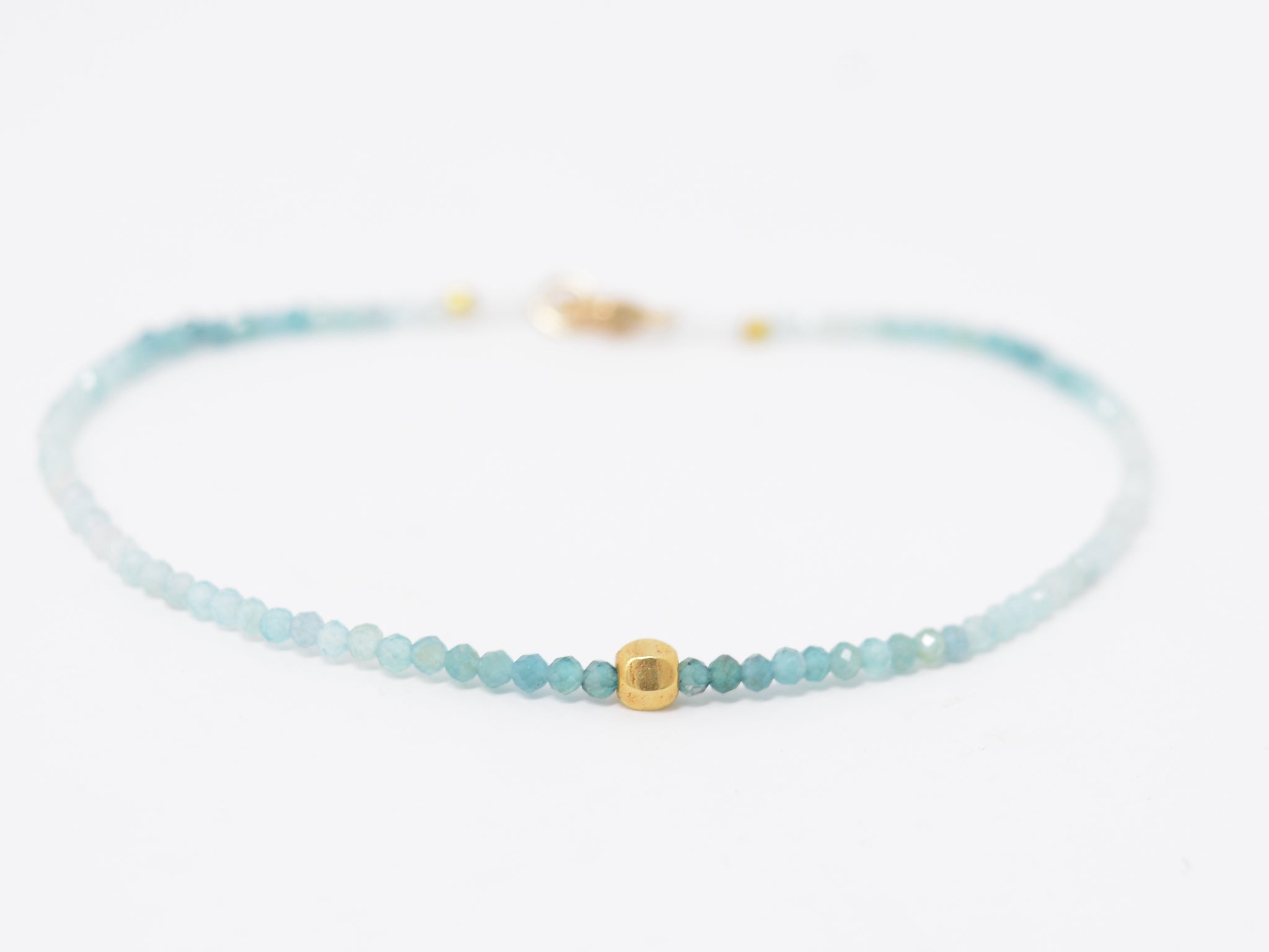 Grandidierite + 18K Beaded Bracelet