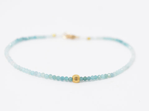 Grandidierite + 18K Beaded Bracelet