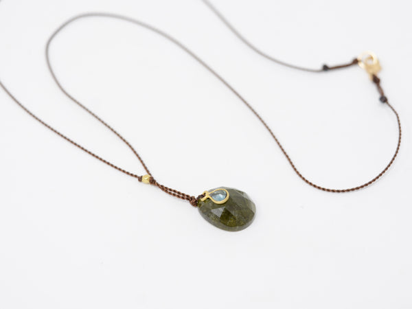 Tourmaline + Sapphire/18K Pendant Necklace