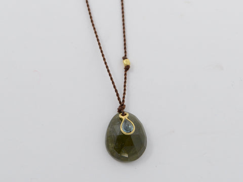 Tourmaline + Sapphire/18K Pendant Necklace