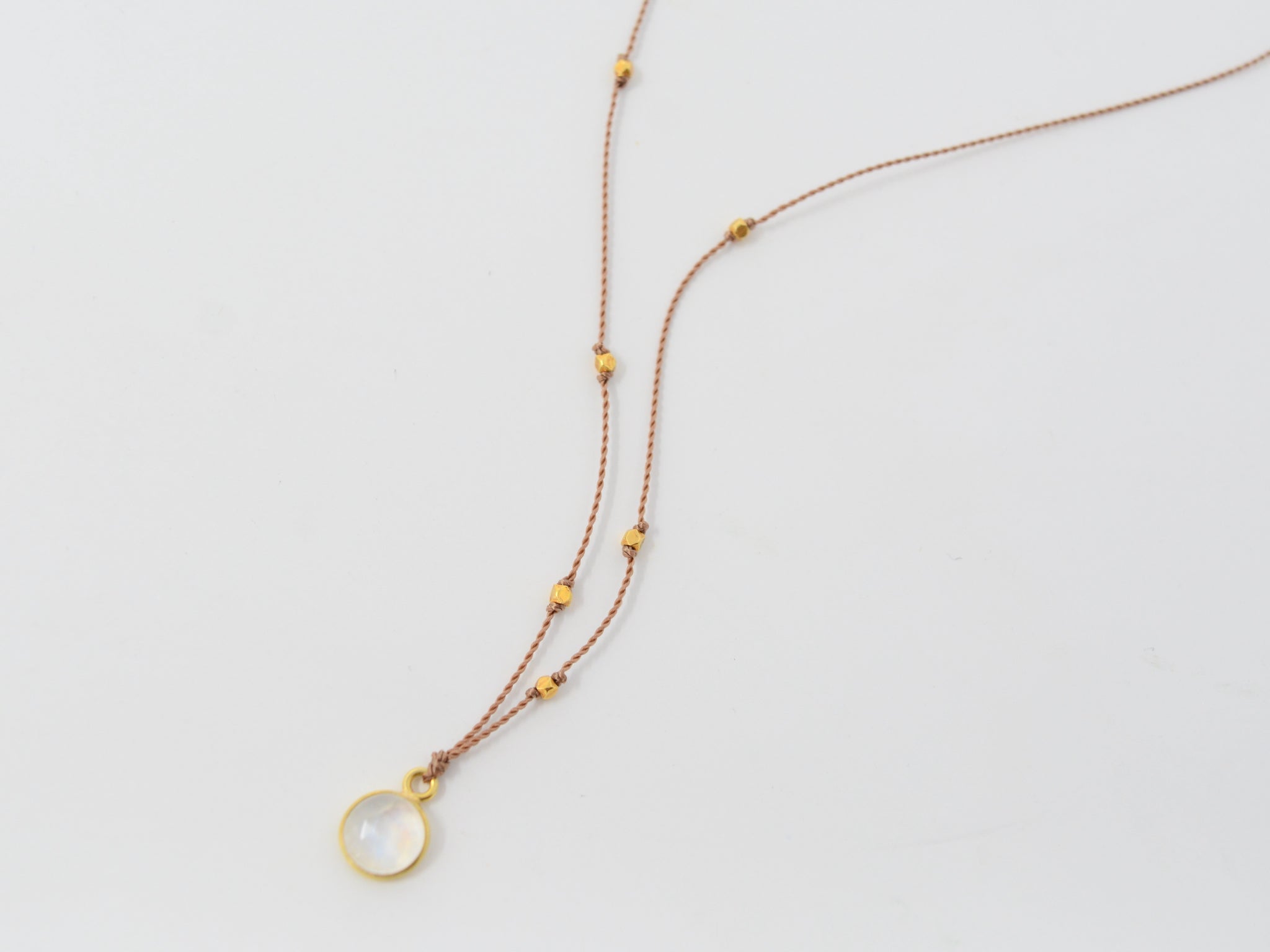 Rainbow Moonstone + 18K Pendant Necklace
