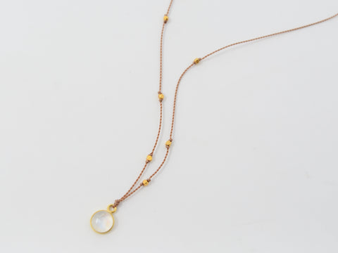 Rainbow Moonstone + 18K Pendant Necklace