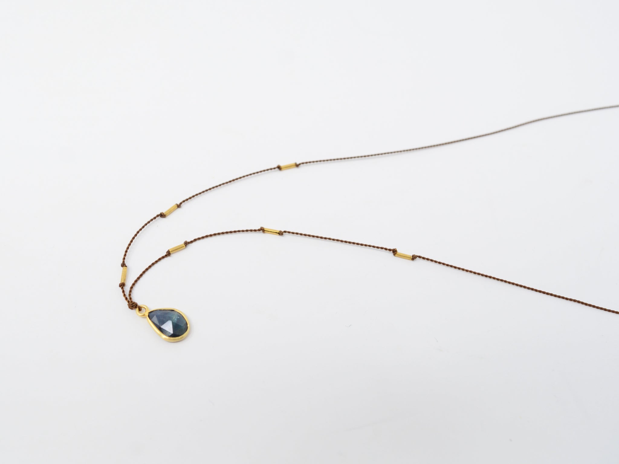 Sapphire + 23K Bead Necklace