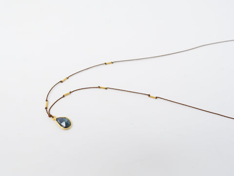 Sapphire + 23K Bead Necklace