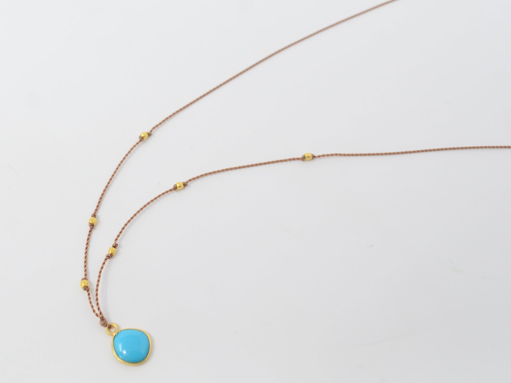 Sleeping Beauty Turquoise + 18K Pendant Necklace