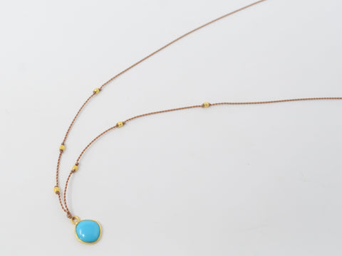 Sleeping Beauty Turquoise + 18K Pendant Necklace