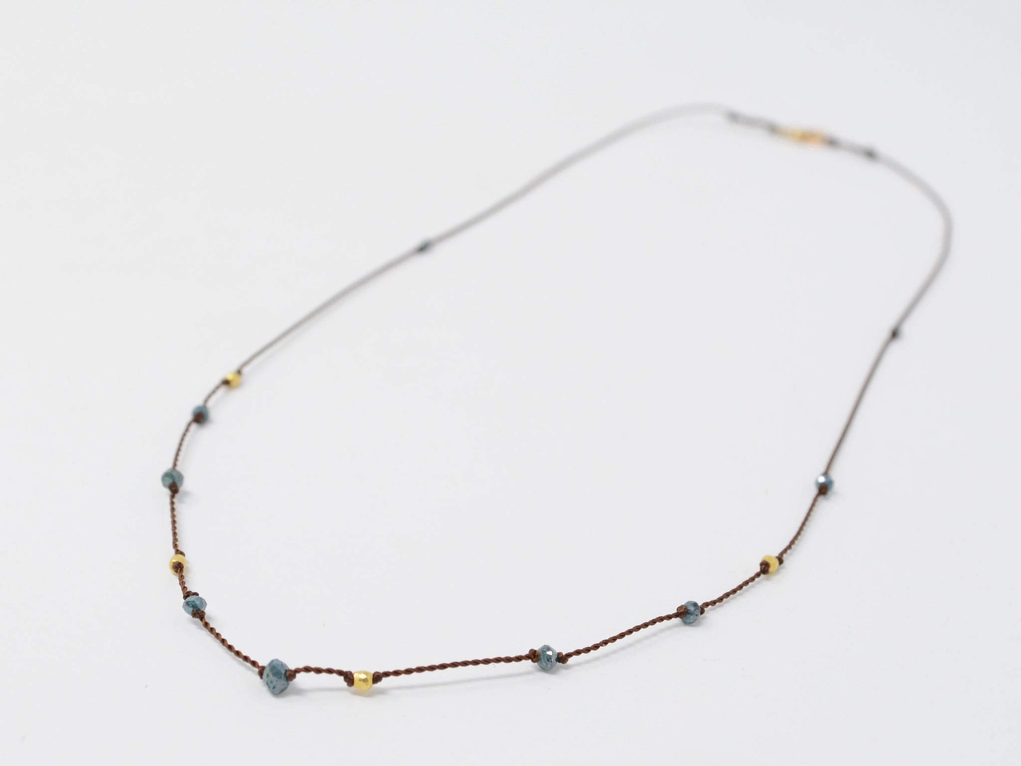 Blue Diamonds and 18K Bead Necklace