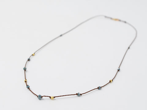 Blue Diamonds and 18K Bead Necklace