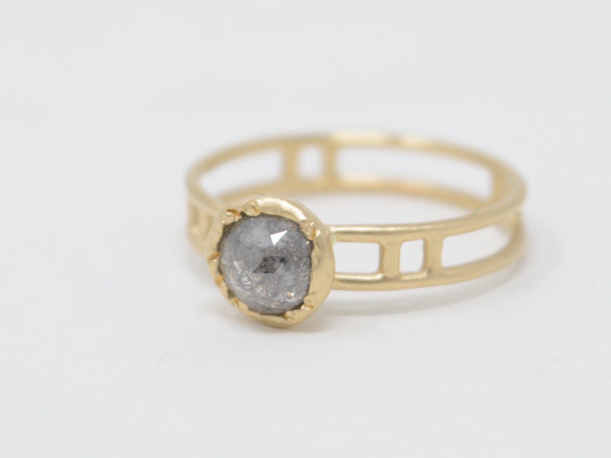 Salt & Pepper Diamond Double Band Ring