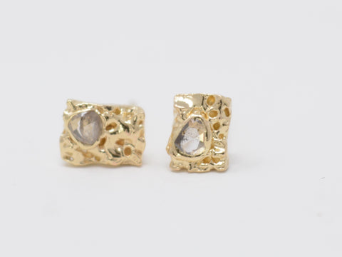 Rough Champagne Diamond Studs