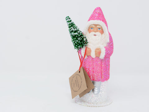 Bright Pink Glitter Santa