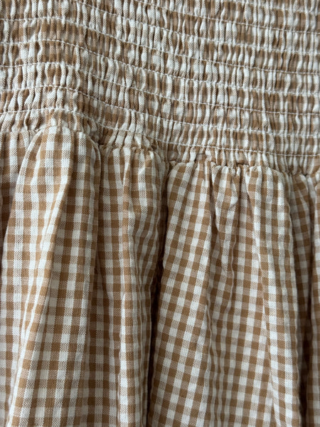 Smocked Maxi Skirt in Cafe Check