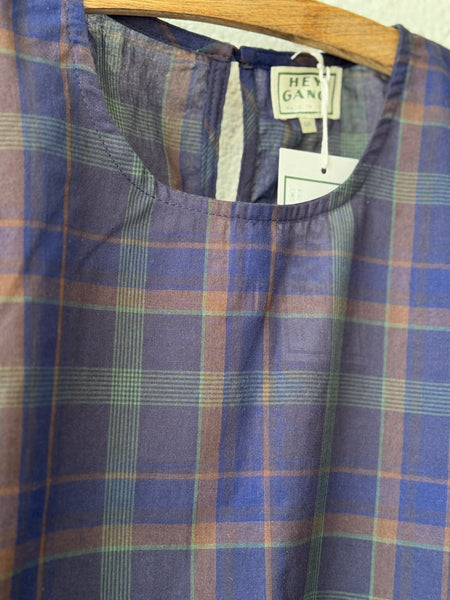 The Drawstring Crop Navy Plaid