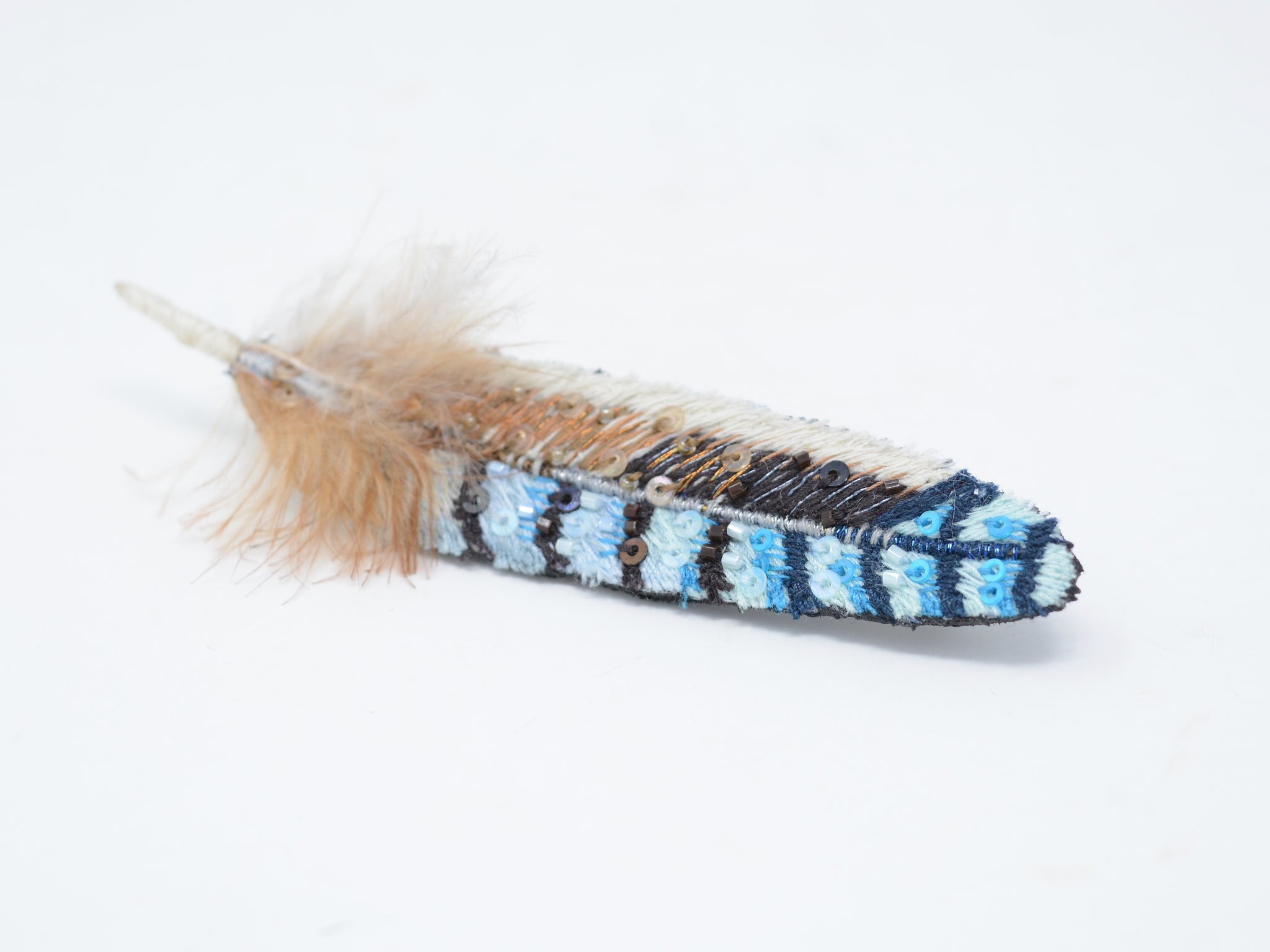 Eurasian Jay Feather Brooch