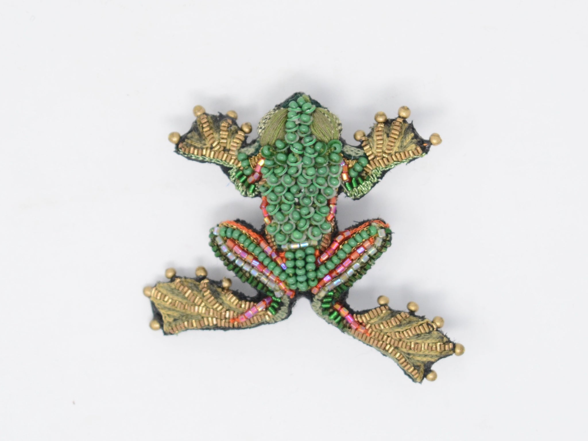 Green Flying Frog Brooch