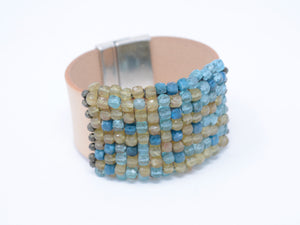 Apatite on Natural Leather Cuff