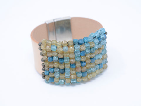Apatite on Natural Leather Cuff