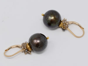 Charcoal Pearl Fringe Earrings
