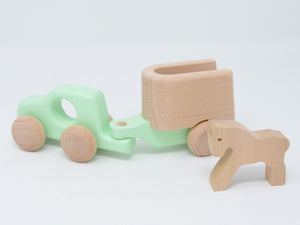 Wooden Car with Horse and Trailer